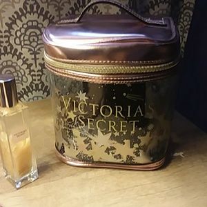 Victoria secret Gold fragrance oil & makup case